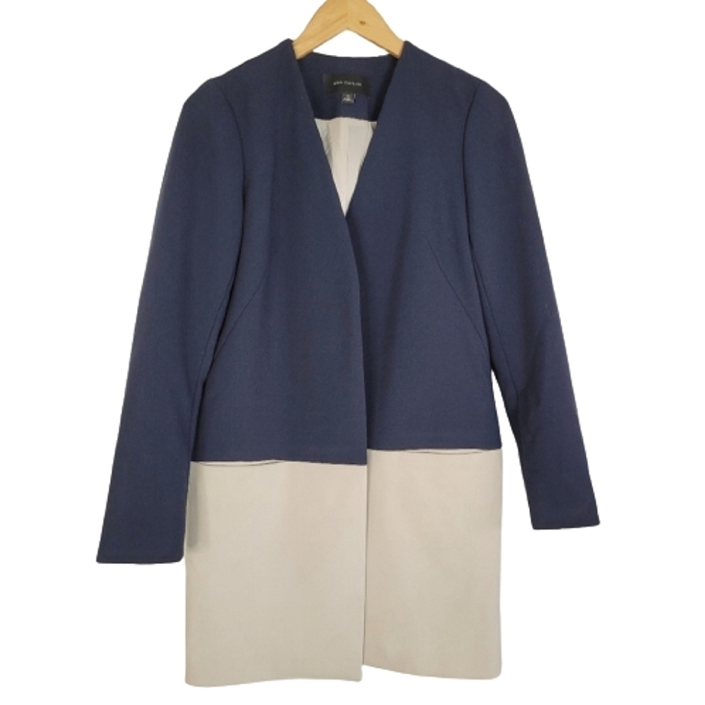 Ann taylor blue and cream color block blazer coat - Picture 10 of 11